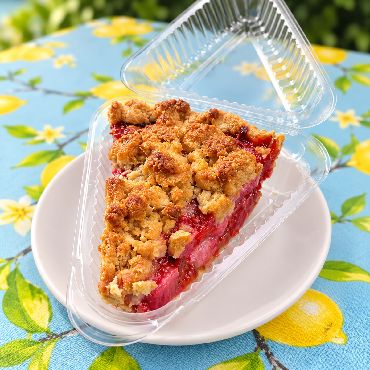 Strawberry Rhubarb Crumble Pie Slice